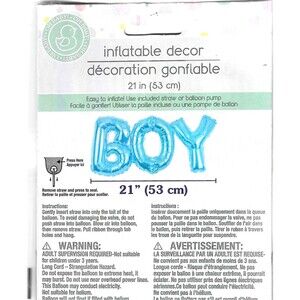 Oh Baby Blue “BOY” Foil Inflatable Balloon 21" – Baby Shower Gender Reveal Decor